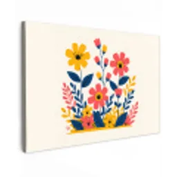 Illustratie - Bloemen - Bladeren - Roze Tuinposter op houten frame 2 cm dik klein -3d