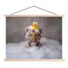 Welpje - Bad - Geel textielposter latten blank klein -3d