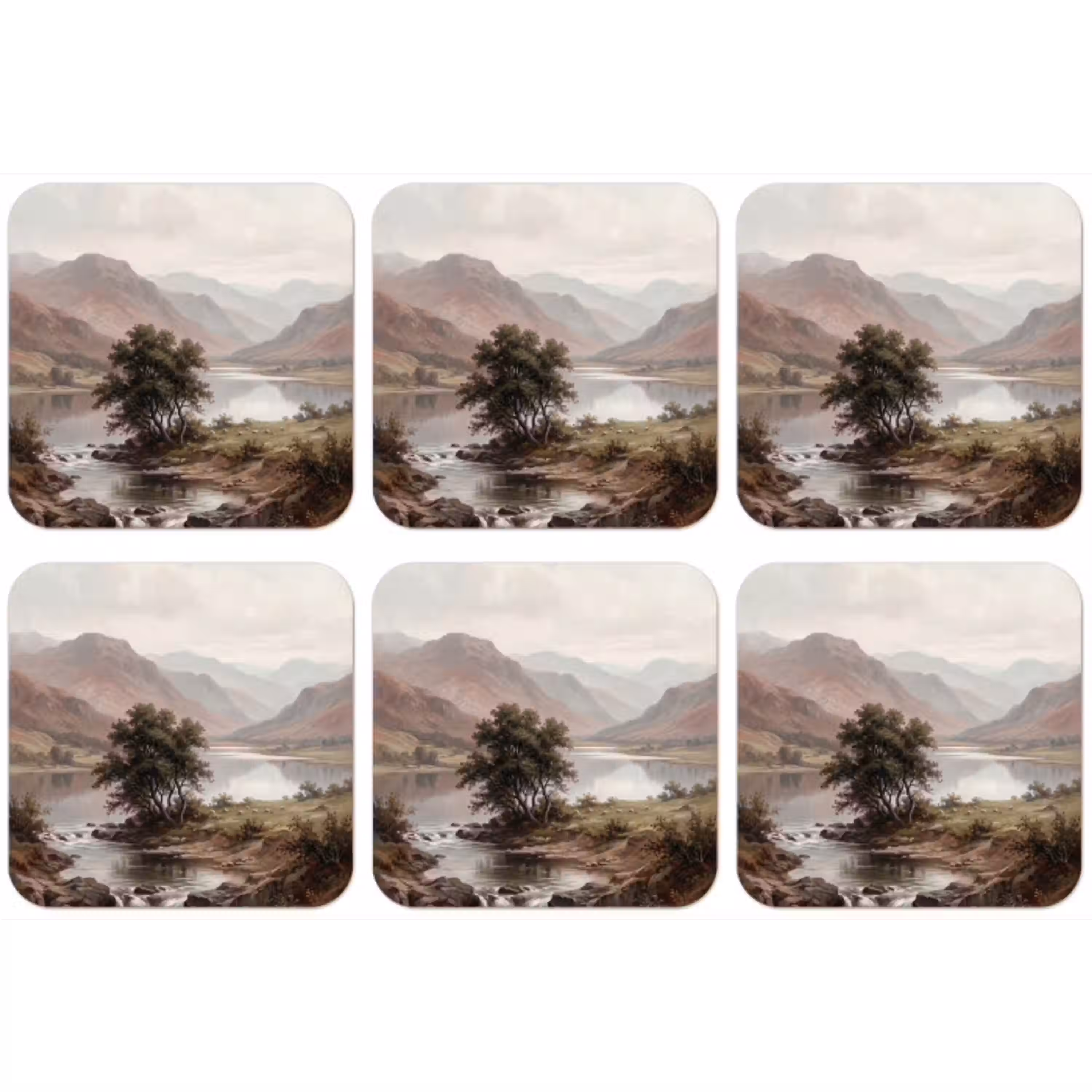 Berglandschap - Meer - Bergen - Vallei - Klassiek onderzetter kurk middel -zkaufland3dotto