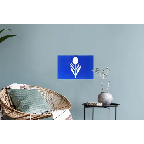 Tulp - Minimalistisch - Bladeren - Wit Muursticker klein -plant