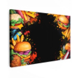 Fastfood - Graffiti - Hamburger - Eten - Modern Tuinposter op houten frame 2 cm dik klein -3d