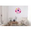 Hartjes - Valentijn - Patroon - Kleurrijk Wandcirkel aluminium klein -woonkamer
