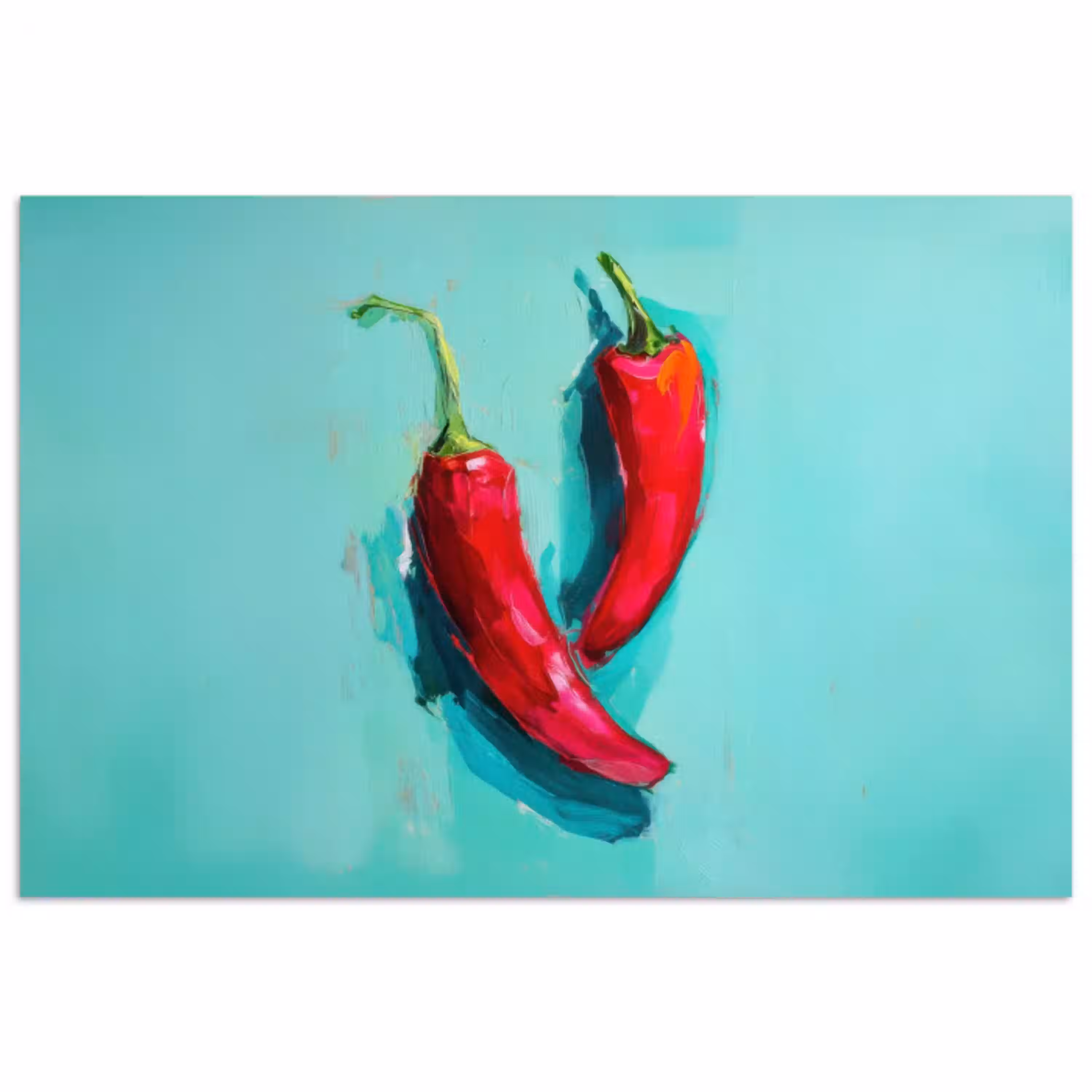 Chilipepers - Geverfd - Rood poster papier klein -3d