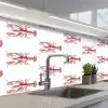 Kreeften - Donkerrood - Patroon keuken achterwand 2 middel -3d_schuin