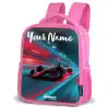 Formule 1 - Raceauto - Rood - Neonverlichting Kinderrugzak - Roze middel -schuin