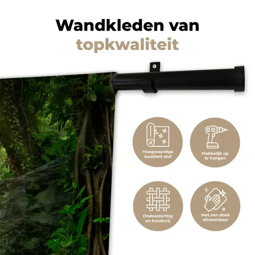 Jungle - Stenen - Water - Natuur - Planten Wandkleed katoen klein -sfeer2