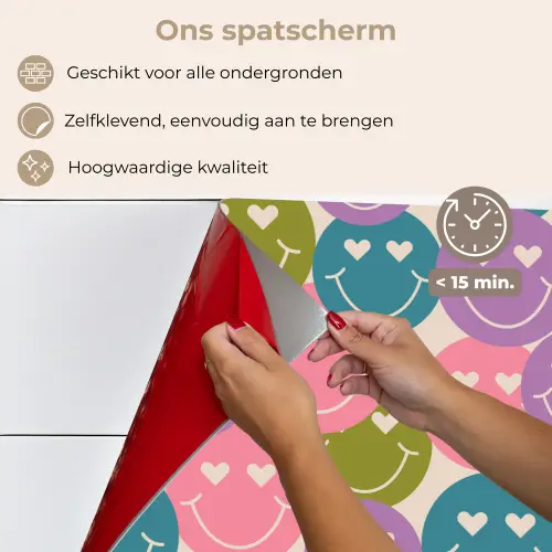 Patroon - Smiley - Kleurrijk - Hartjes keuken achterwand spatscherm klein 900 -spatscherm_NL