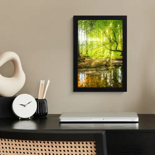 Bos - Landschap - Water - Bomen - Zon - Groen - Natuur fotolijst zwart zonder passe partout klein -sfeer1