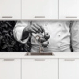 Tomaten - Chef - Zwart - Wit keuken achterwand 2 middel -3d