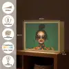 Vrouw - Groen - Modern - Bril - Abstract Light Box met batterij (Wandlamp) middel -USP_websiteoverzichtNL