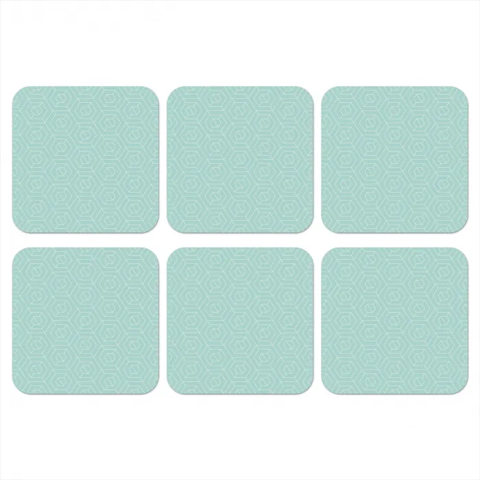 Turquoise - Patroon - Lijnen onderzetter kurk middel 366 -3d
