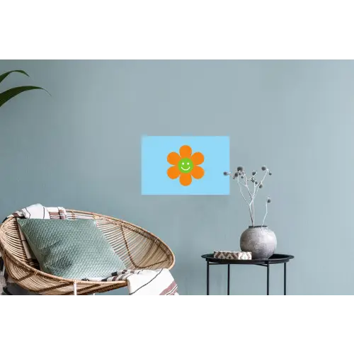 Bloem - Smiley - Kleurrijk Muursticker klein -plant