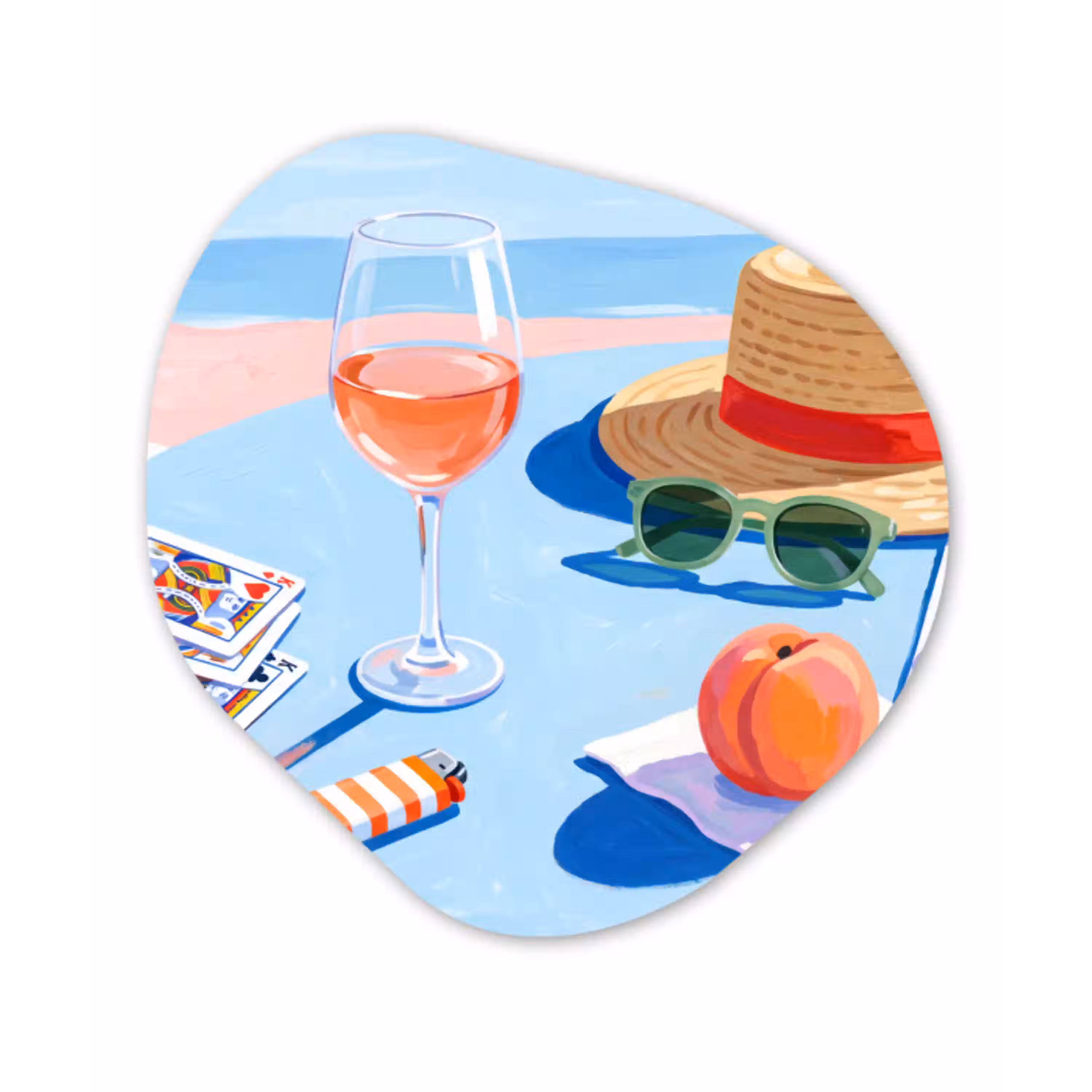 Strand - Picknick - Zomer Wandcirkel Organisch Forex 3mm klein -3d