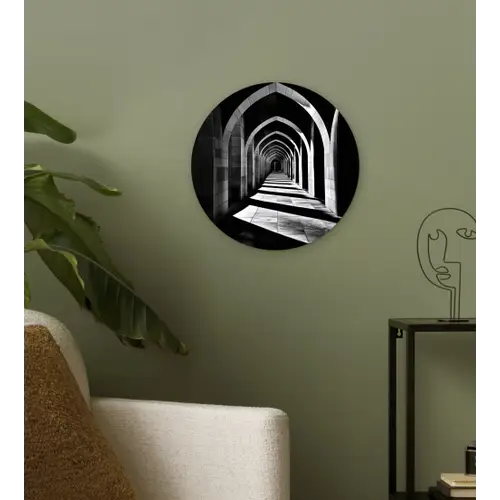 Gang - Bogen - Schaduw - Diepte Wandcirkel plexiglas klein -sfeer3