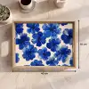 Bloemen - Blauw -Patroon - Wit Dienblad Rechthoek middel -USP_Formaat