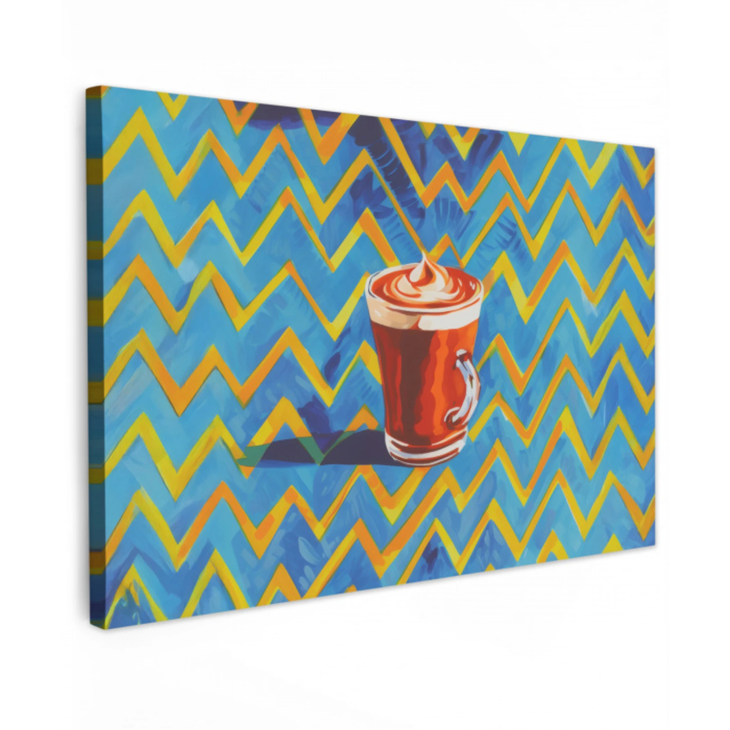 Mok - Koffie - Zigzag - Slagroom Tuinposter op houten frame 2 cm dik klein -3d