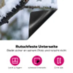 Roodborstje - Tak - Sneeuw - Winter - Levendig Inductie beschermer vinyl 3mm klein -zzzzzzz-lf-onderkant