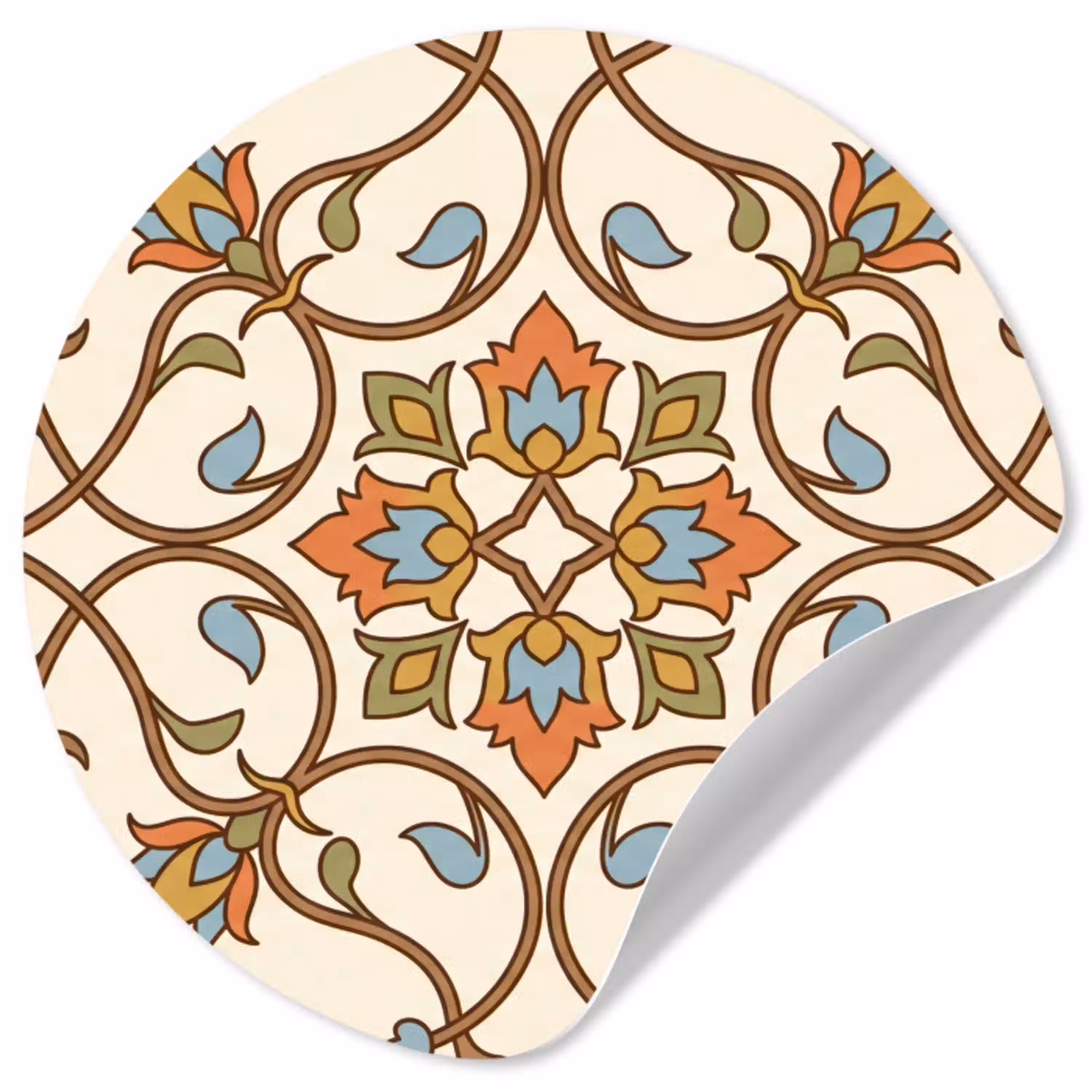 Patroon - Bloemen - Ornament - Kleurrijk Wandcirkel behangsticker klein -3d