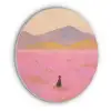 Bloemenweide - Heuvels - Silhouet - Roze Akoestische PET Vilt - Rond klein -3d