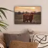 Schotse hooglander - Dieren - Landschap - Zonsondergang - Koe canvas 2cm klein -sfeer1