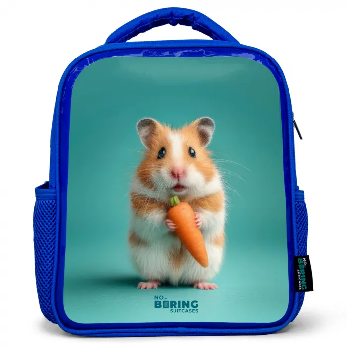 Hamster - Wortel - Dier Kinderrugzak - Blauw middel -3d