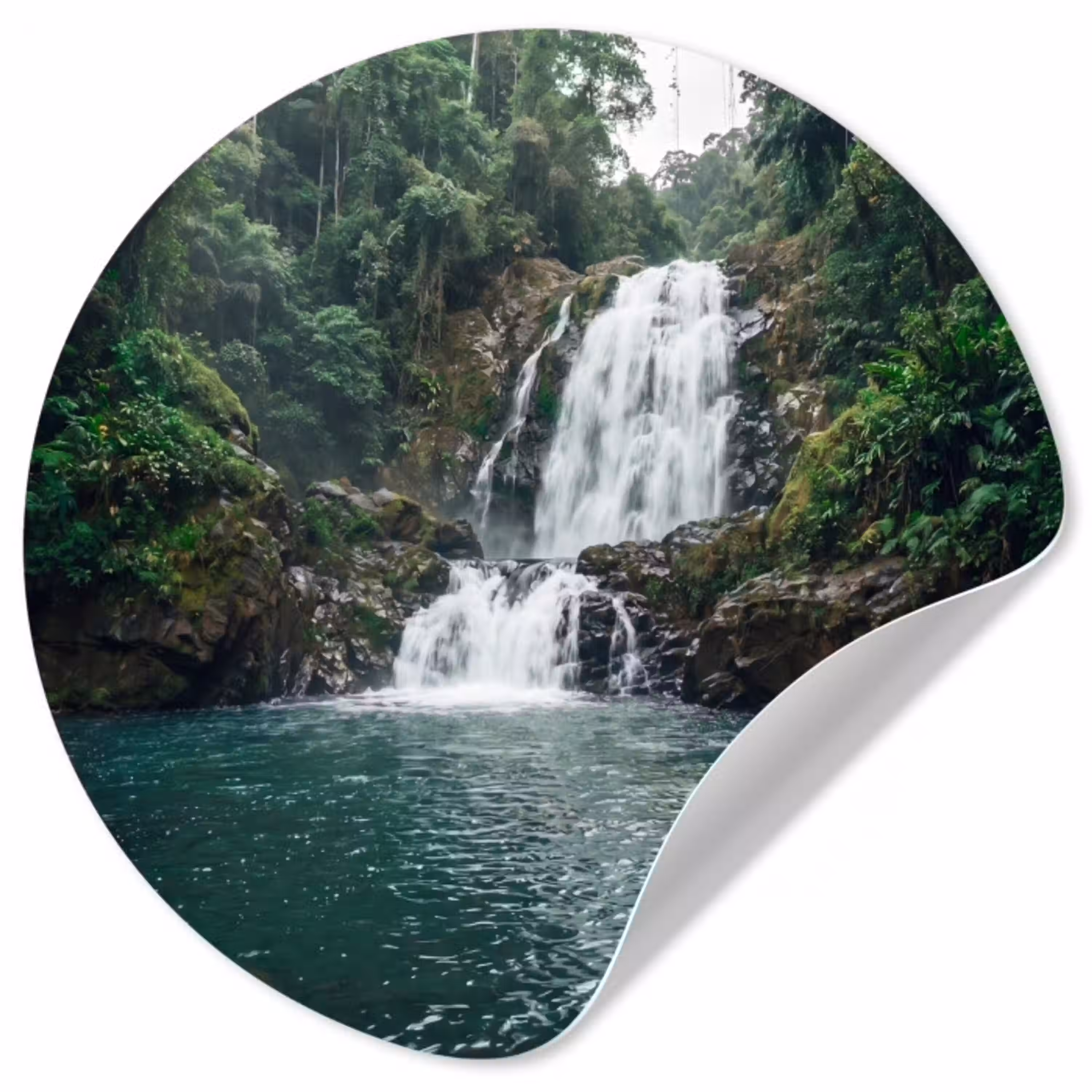 Waterfall - Forest - Nature - Greenkhgyguyg Wandcirkel behangsticker klein -3d