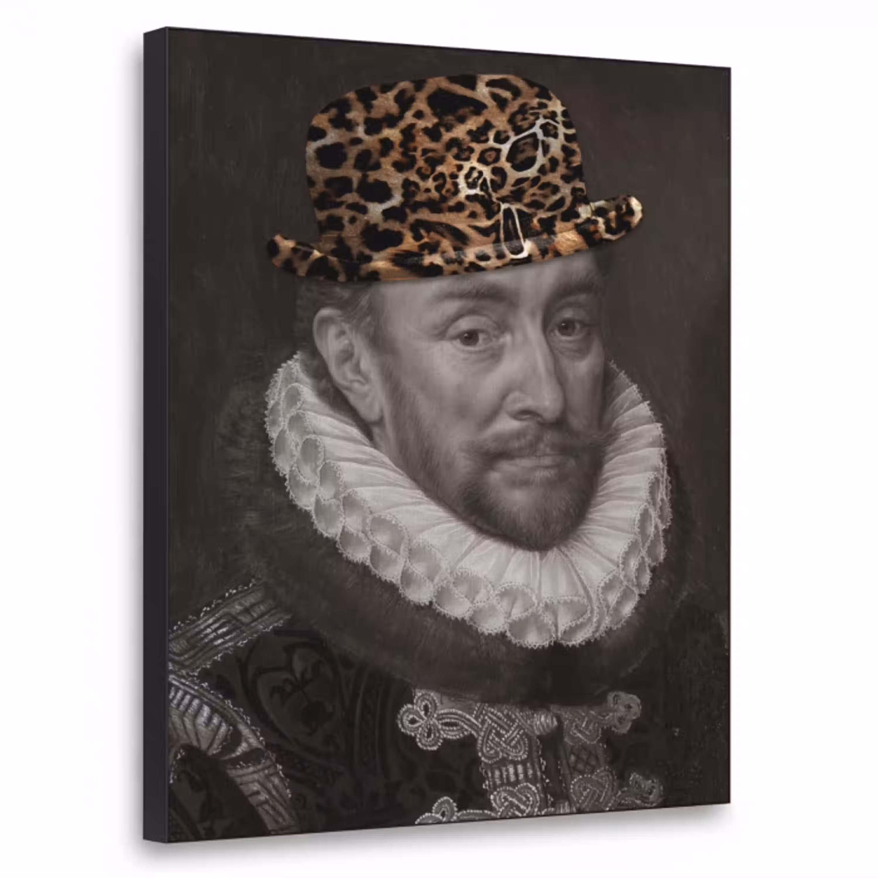 Willem van Oranje - Adriaen Thomasz - Panterprint Textielframe zwart klein -3d