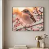 Vogel - Tak - Winter - Dieren - Sneeuw Textielframe zwart klein -sfeer2