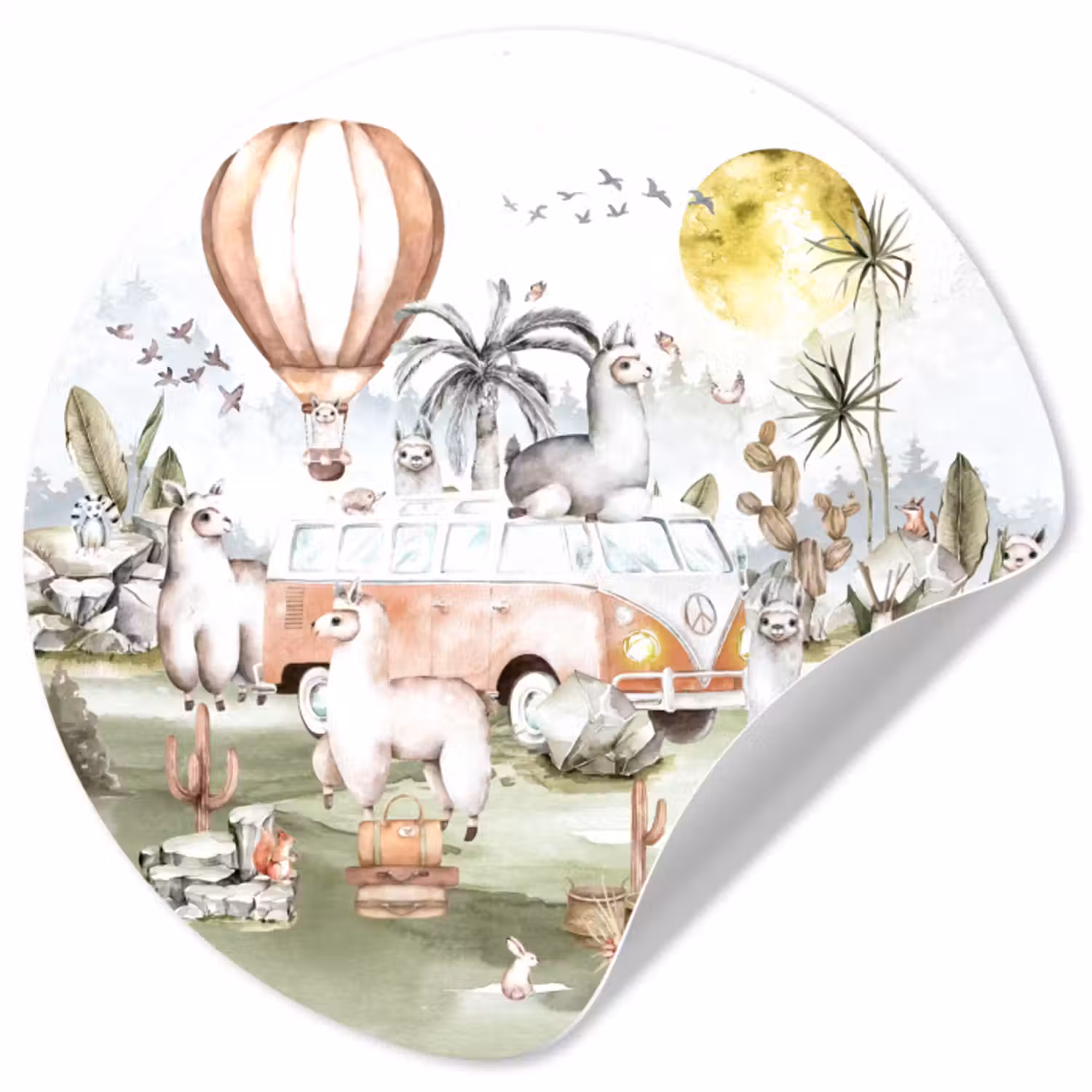 Behangcirkel - Alpaca - Dieren - Kinderen - Luchtballon - Kids