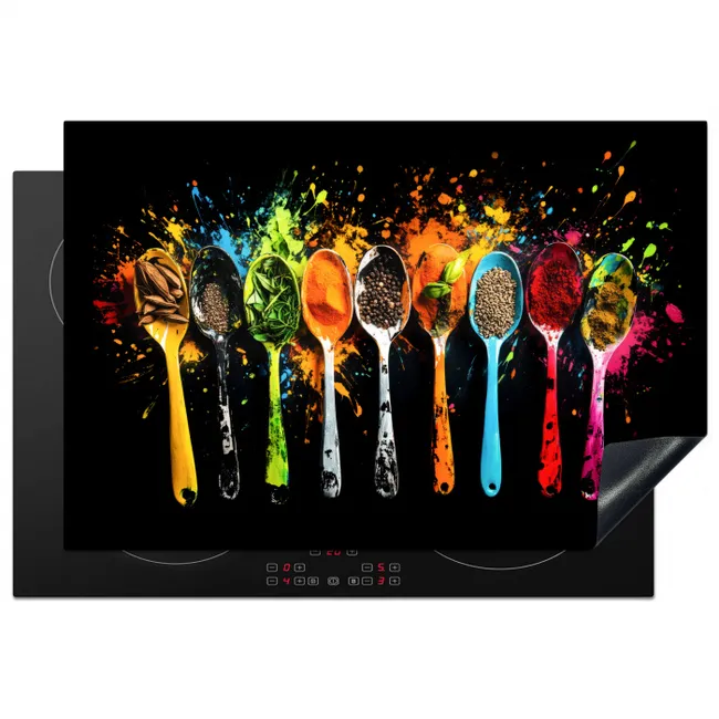 Lepels - Kruiden - Modern - Graffiti - Verf - Kleurrijk Inductie beschermer vinyl 3mm klein -3d