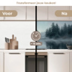 Bos - Meer - Mist - Natuur - Grijs keuken achterwand 2 middel -voor-na2_NL