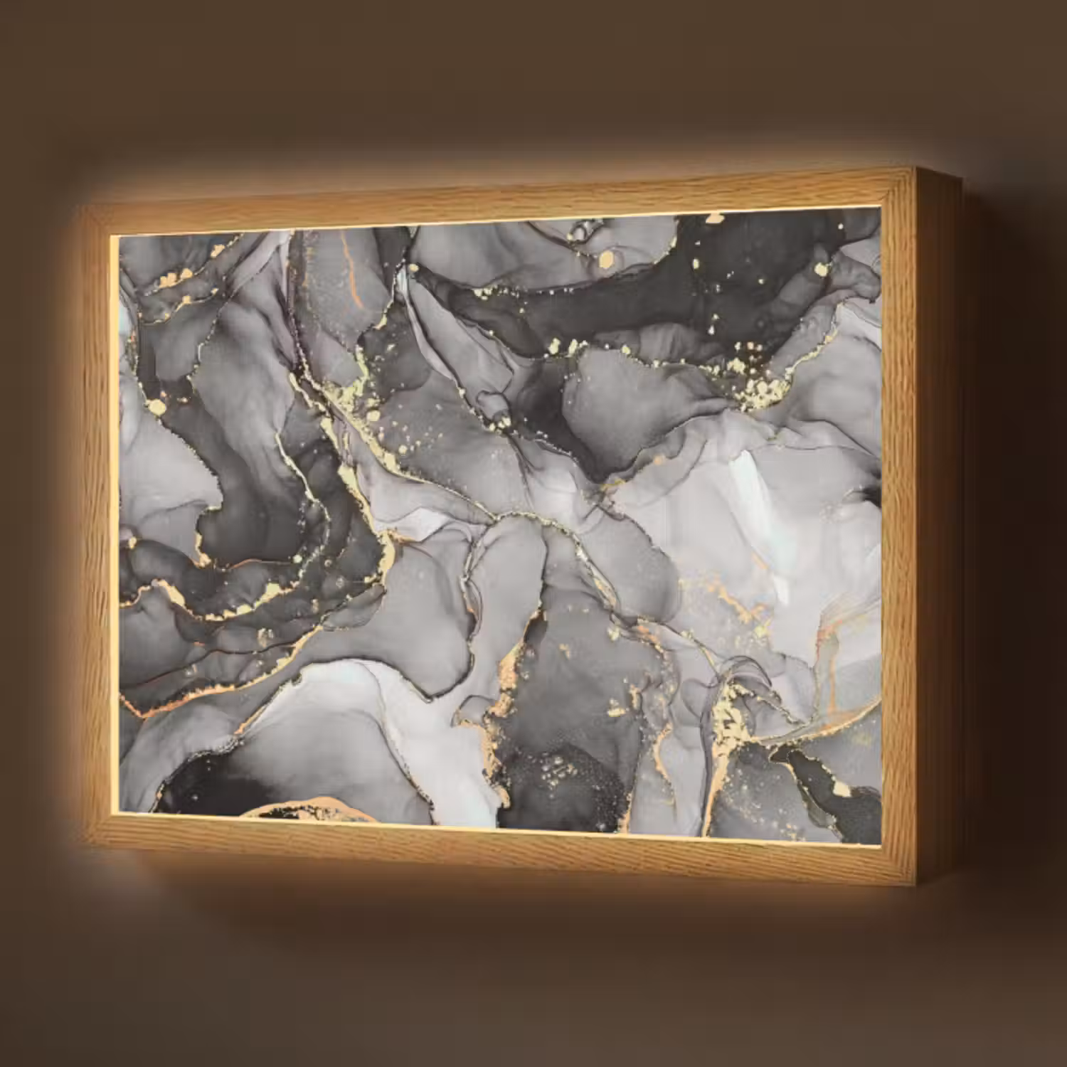 Lightbox - Wandlamp - Marmer - Zwart - Goud - Grijs