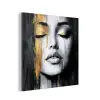 Gezicht - Vrouw - Penseelstreken - Abstract aluminium wit klein -3d
