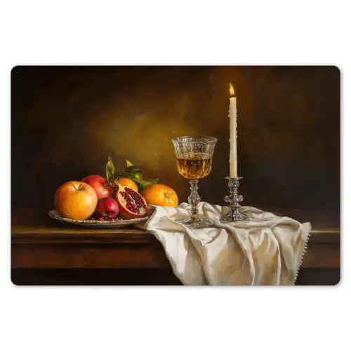 Fruit -  Stilleven - Wijn - Kaars Placemat vinyl groot -zzsfeer1_Kitchenyeah-website