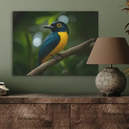 Vogel - Tak - Geel - Bladeren PET vilt klein -sfeer2