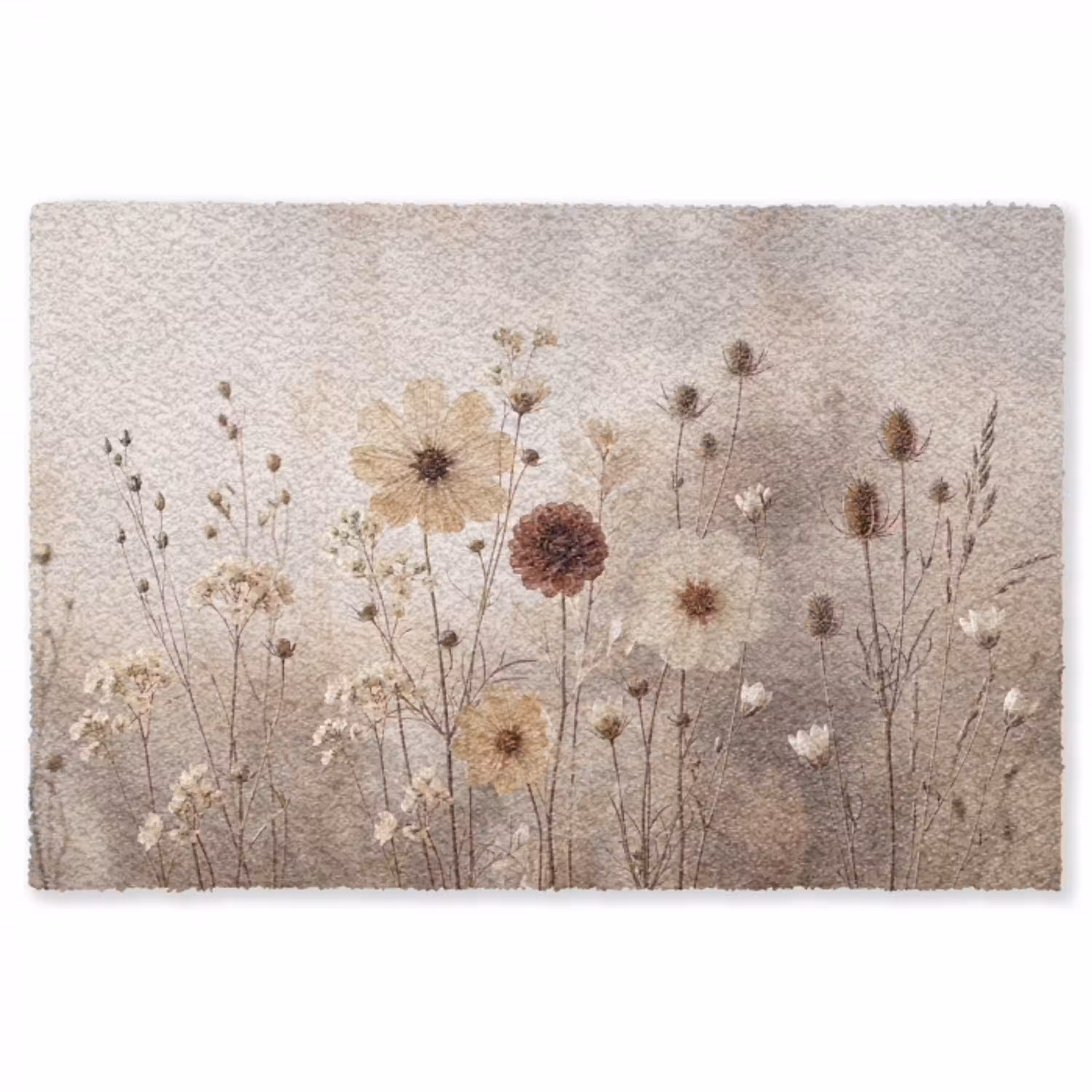 Wilde bloemen - Botanisch - Vintage - Natuur - Rustiek Vloerkleed Rechthoek klein -3d