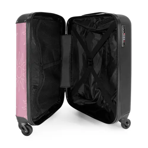 Patronen - Zonnestralenpatroon op Abrikoosroze achtergrond NBS - Handbagage koffer - Kinderen Unisex middel -binnenkant