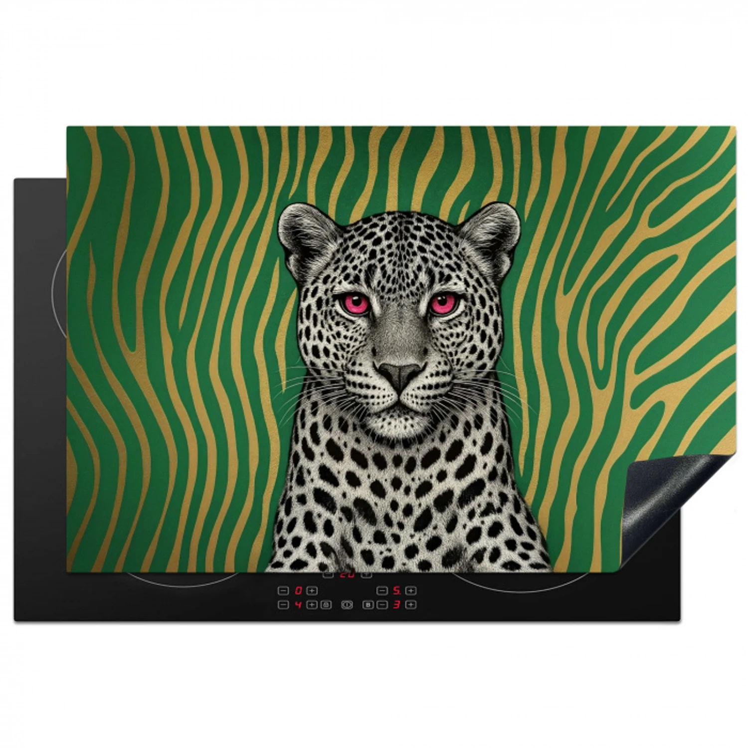 Panter - Zebrapatroon - Groen Inductie beschermer vinyl 3mm klein -3d