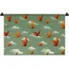 Dinosaurussen - Wolken - Sterren - Oranje Wandkleed katoen klein -zz3d