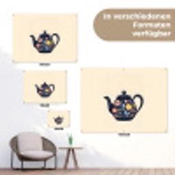 Theepot - Kleurrijk - Bloemen tuinposter los doek klein -Xsfeer9_DE