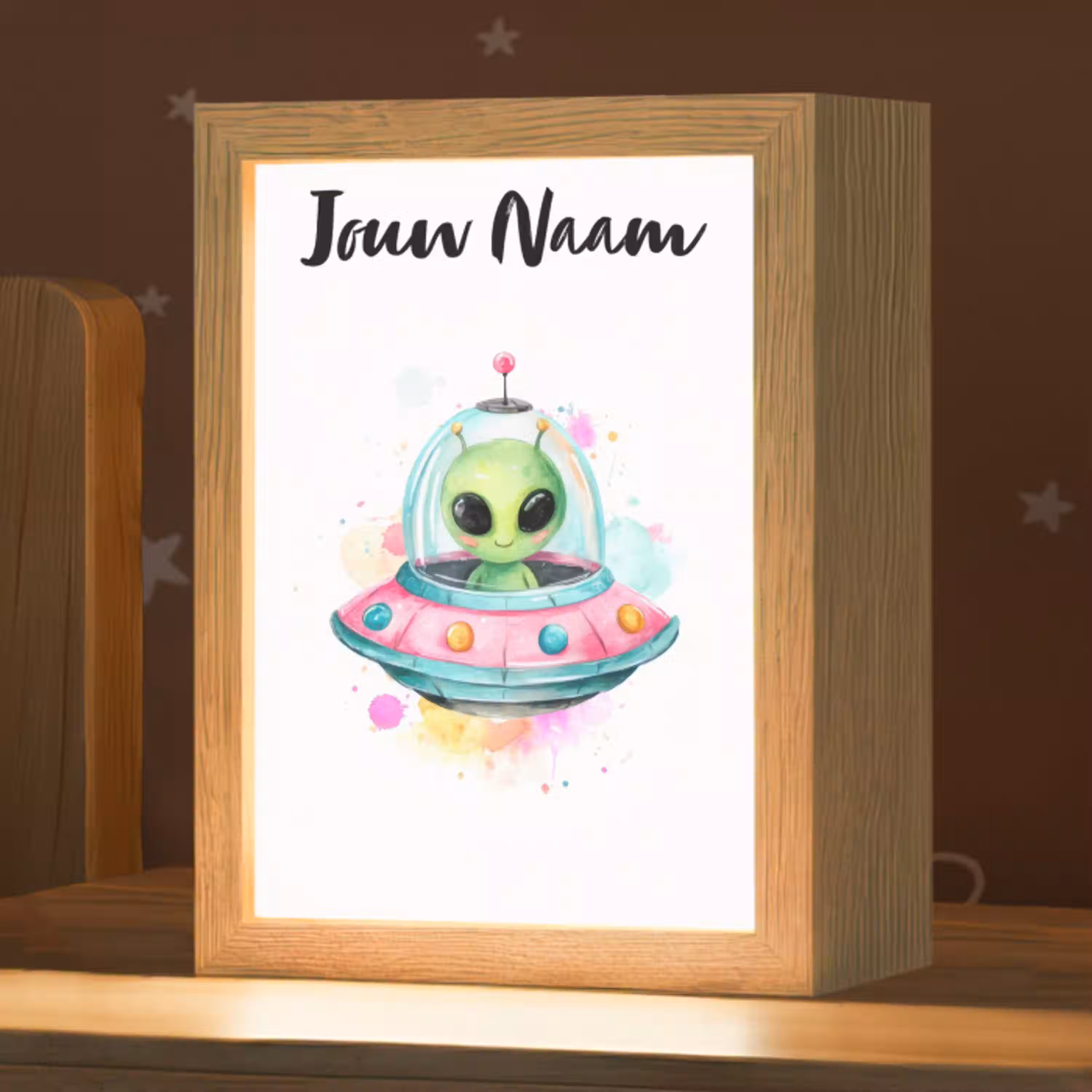 Alien - Ufo - Kleurrijk Light Box met kabel (Kinderlampje) klein -zzz_3d_website