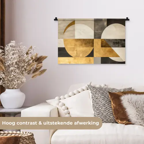 Abstract - Goud - Grijs - Vormen - Geometrisch Wandkleed katoen klein -sfeer1