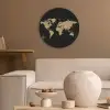 Wereldkaart - Beige - Zwart Akoestische PET Vilt - Rond klein -sfeer1