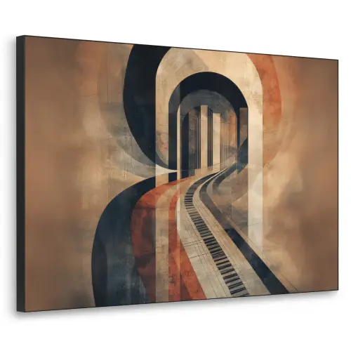 Piano - Toetsen - Abstract Textielframe zwart klein -3d