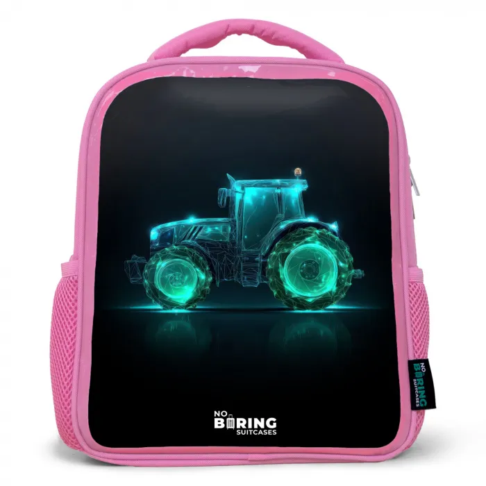 Neontractor op zwarte ondergrond Kinderrugzak - Roze middel -3d
