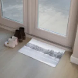 Meer - Dennen - IJs - Winter - Rustgevend Deurmat klein -sfeer3