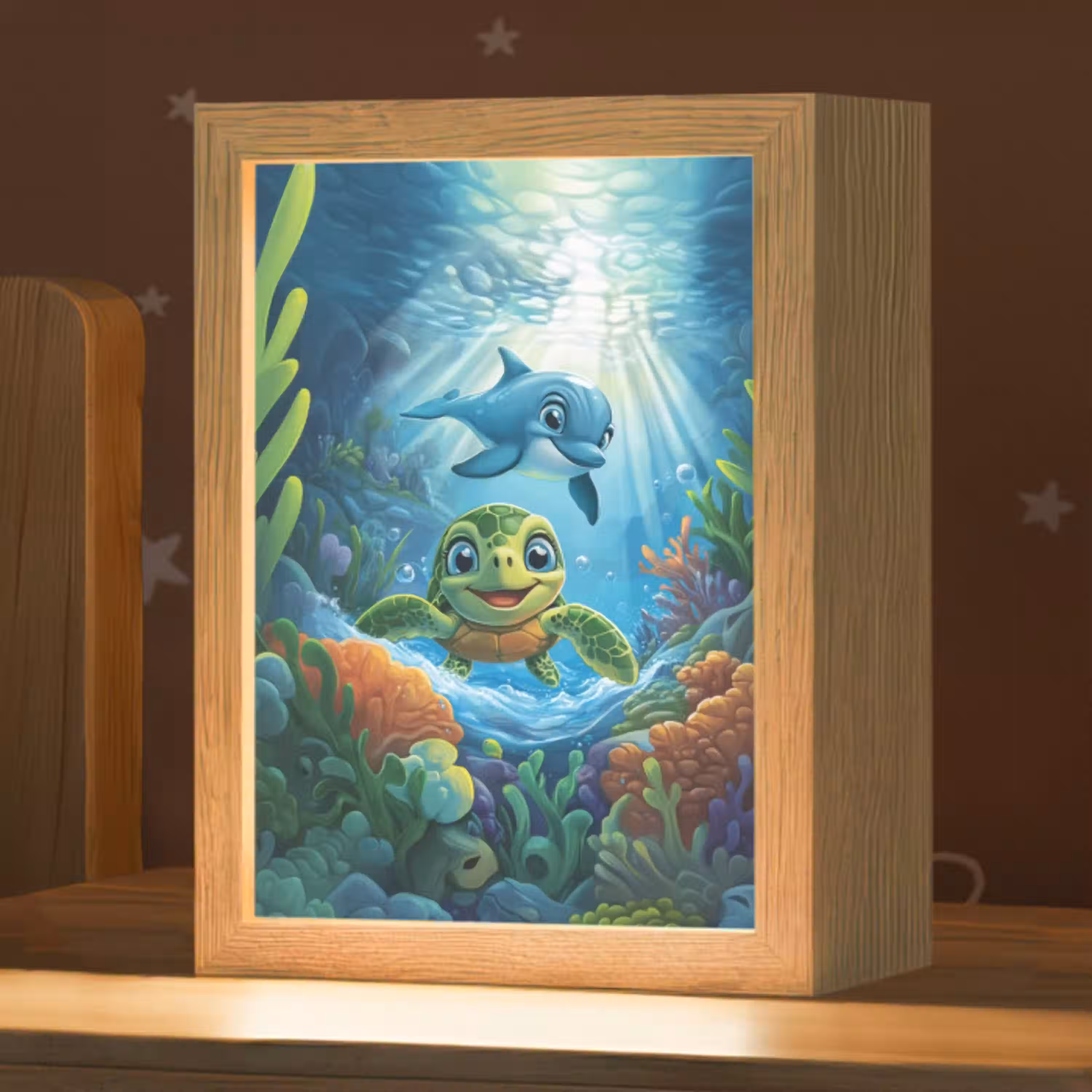 Schildpad - Dolfijn - Oceaan Light Box met kabel klein -zzz_3d_website
