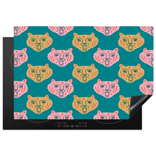 Kattengezichten - Sterren - Turquoise Inductie beschermer vinyl 3mm klein 276 -3d