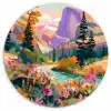 Rivier - Vallei vol bloemen - Levendig Wandcirkel kunststof plaat 5mm dik klein -3d