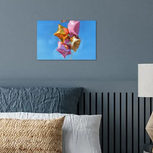 Ballonnen - Goud - Stervorm - Roze poster papier klein -sfeer2